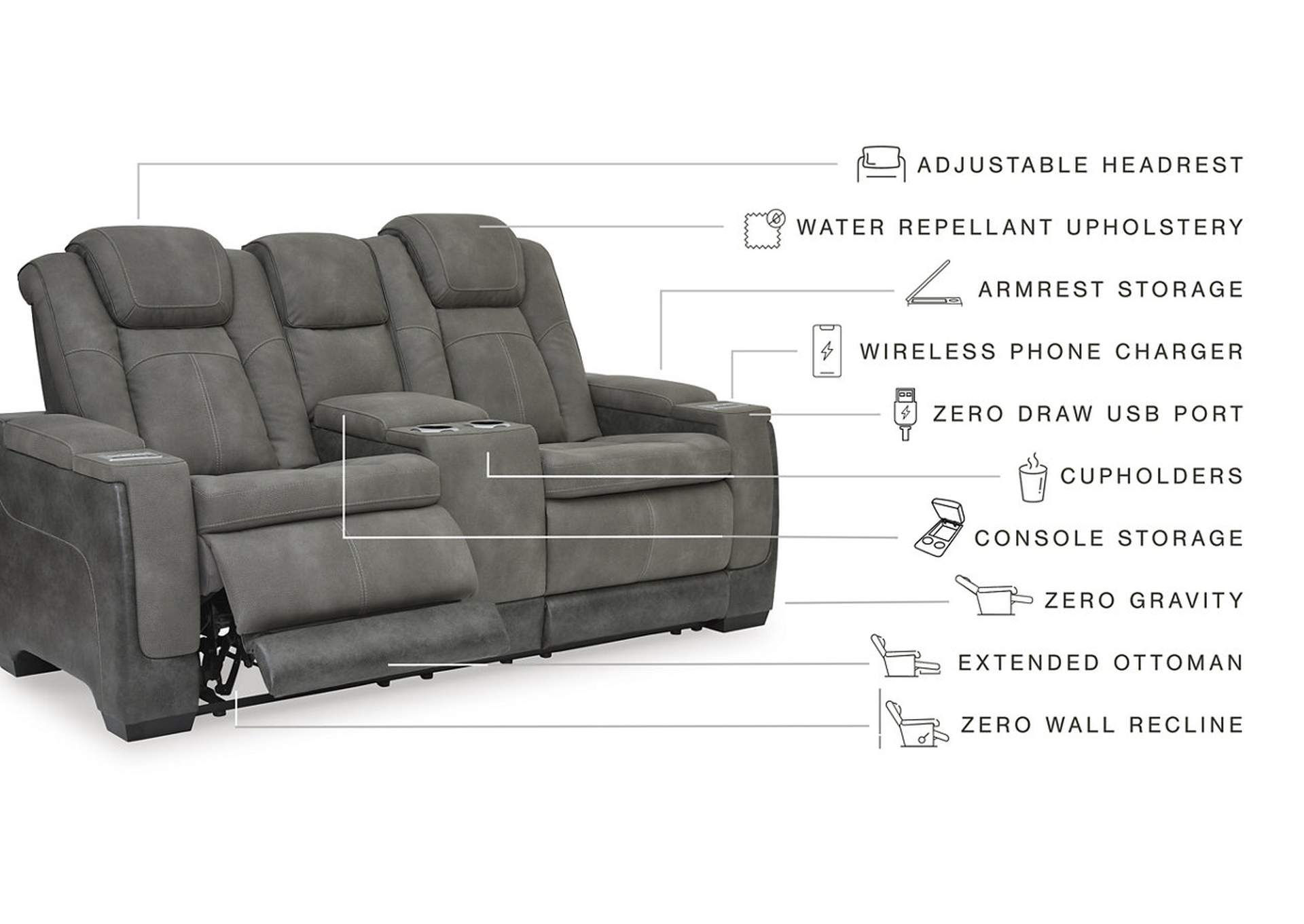 Next-Gen DuraPella Power Reclining Loveseat with Console,Signature Design By Ashley