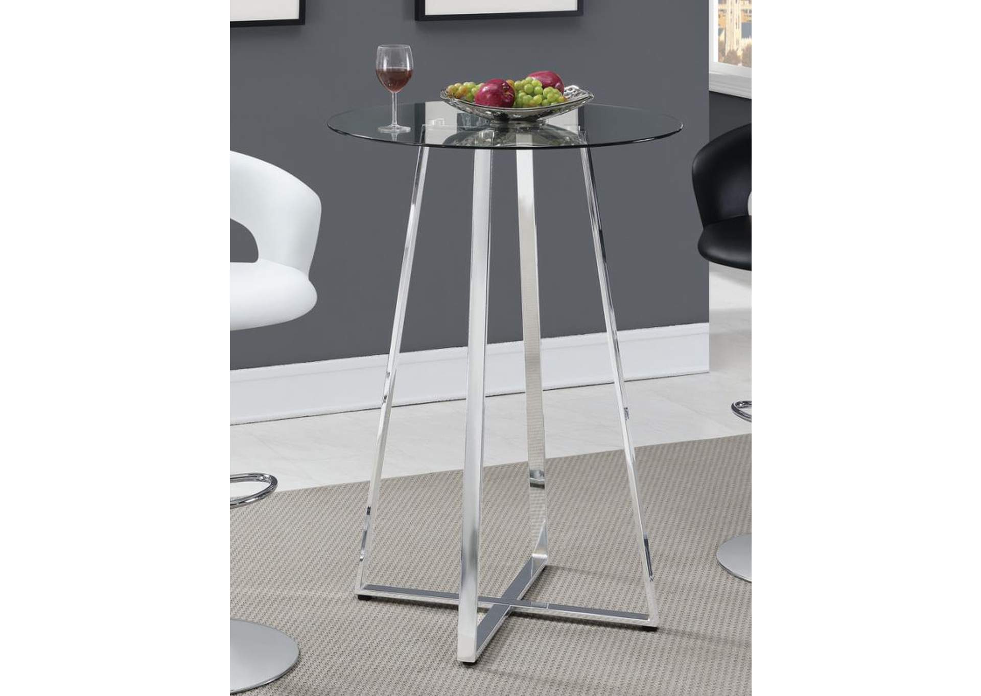 Zanella Glass Top Bar Table Chrome,Coaster Furniture