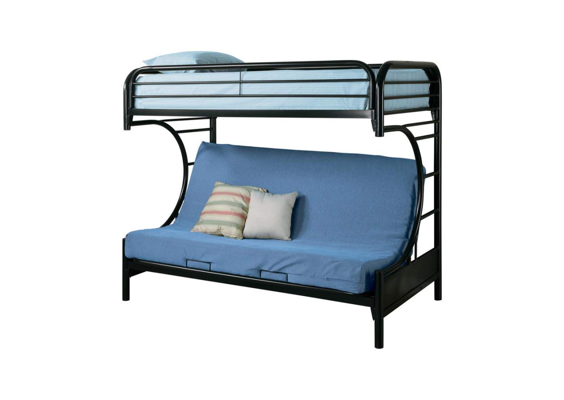 Montgomery Twin Over Futon Bunk Bed Glossy Black,Coaster Furniture