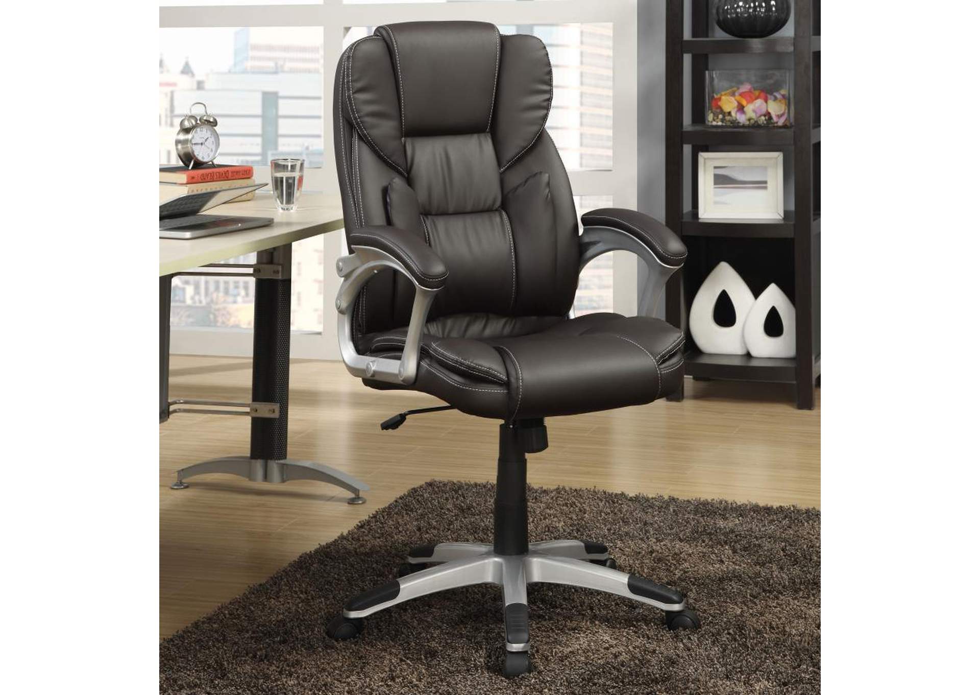 Kaffir Adjustable Height Office Chair Dark Brown and Silver,Coaster Furniture