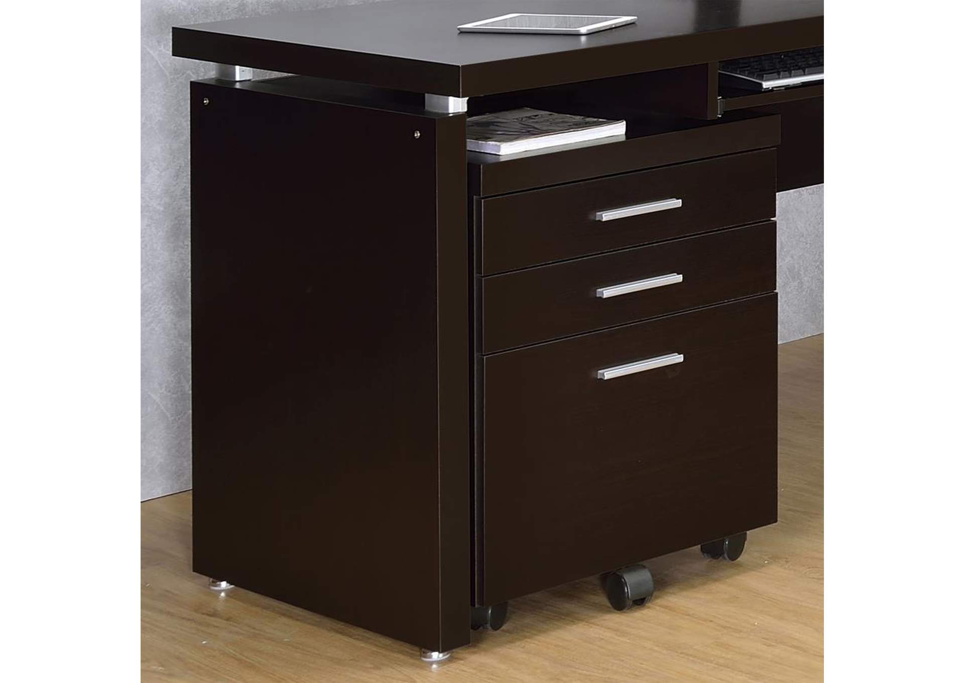 Skylar 3 - drawer Mobile File Cabinet Cappuccino,Coaster Furniture