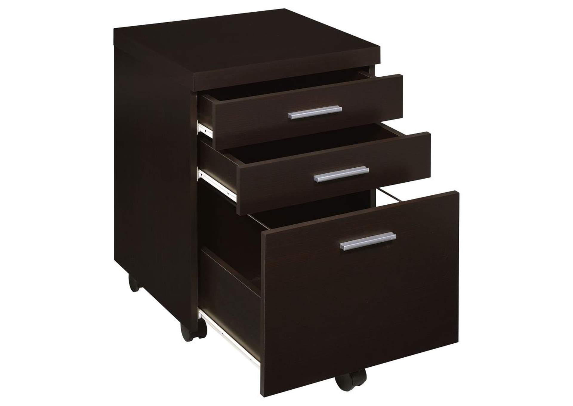 Skylar 3 - drawer Mobile File Cabinet Cappuccino,Coaster Furniture