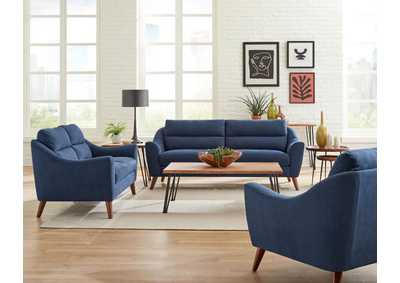 Gano 3 - piece Sloped Arm Living Room Set Navy Blue