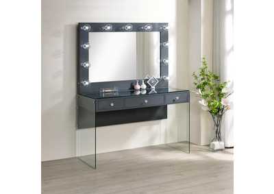 Afshan 3 - drawer Vanity Desk with Lighting Mirror Grey High Gloss